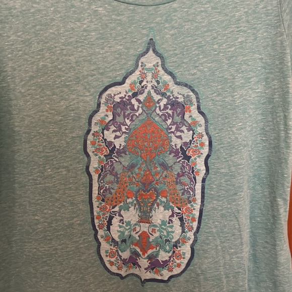Lucky Brand Shirt Sleeved Tee in Mint Green with Colorful Graphic - Picture 2 of 6